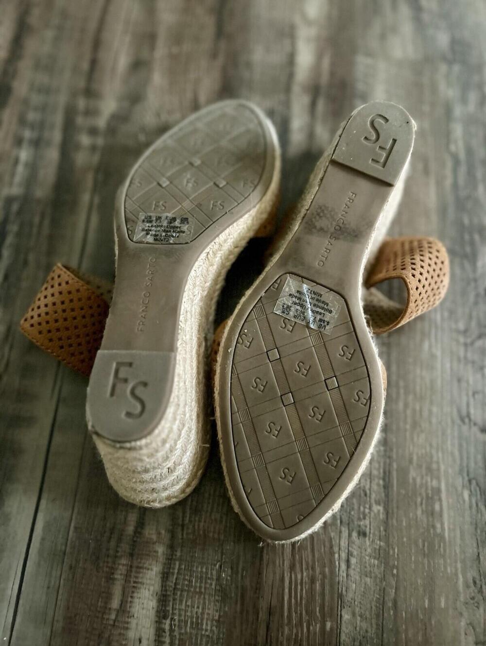 Franco Sarto Espadrille Wedge Closed Toe Sandals Women’s Size 9.5 Leather Upper - Picture 8 of 9